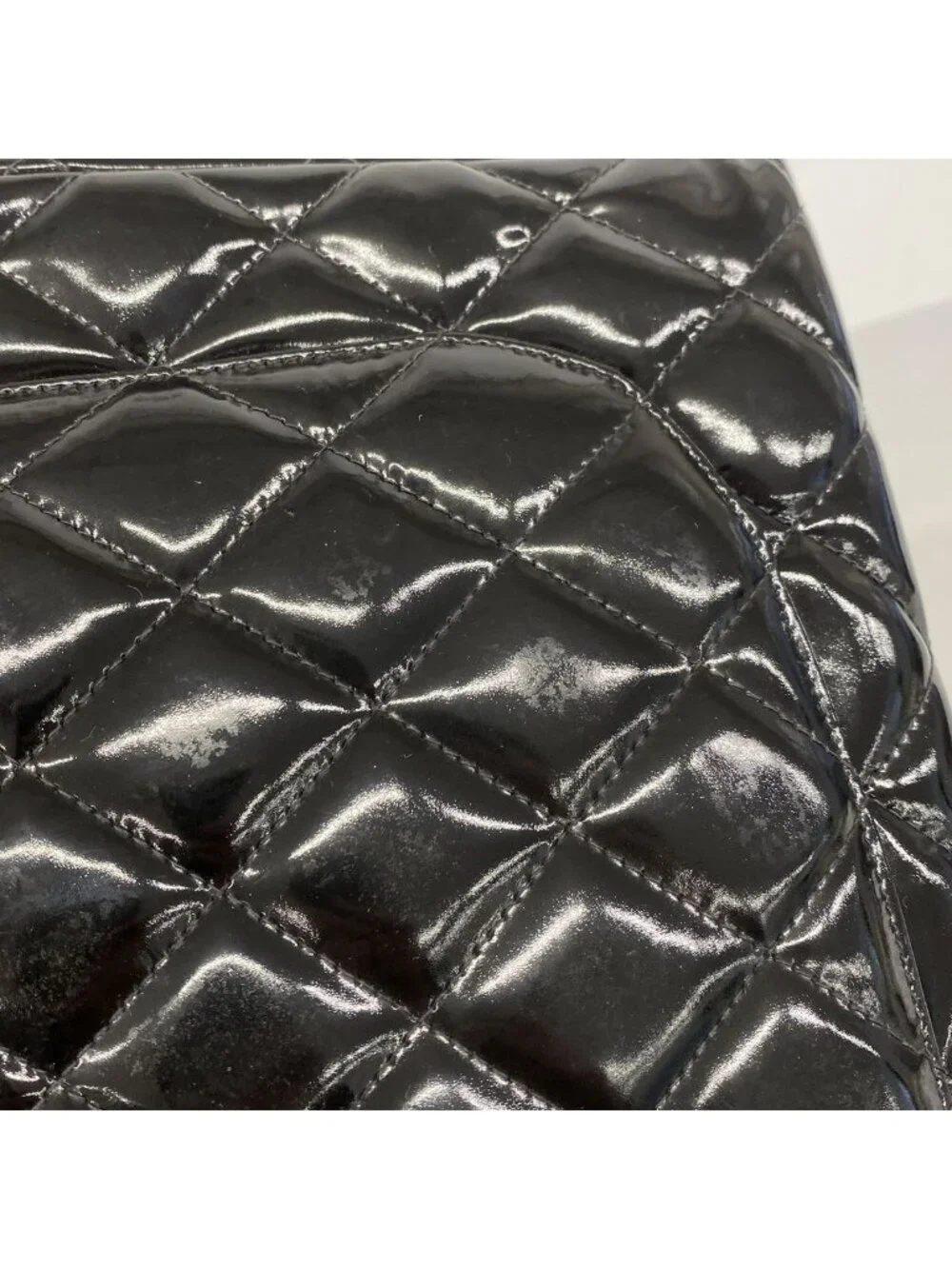 Chanel Shoulder Bag Maxi Quilted Patent Leather Black Gold